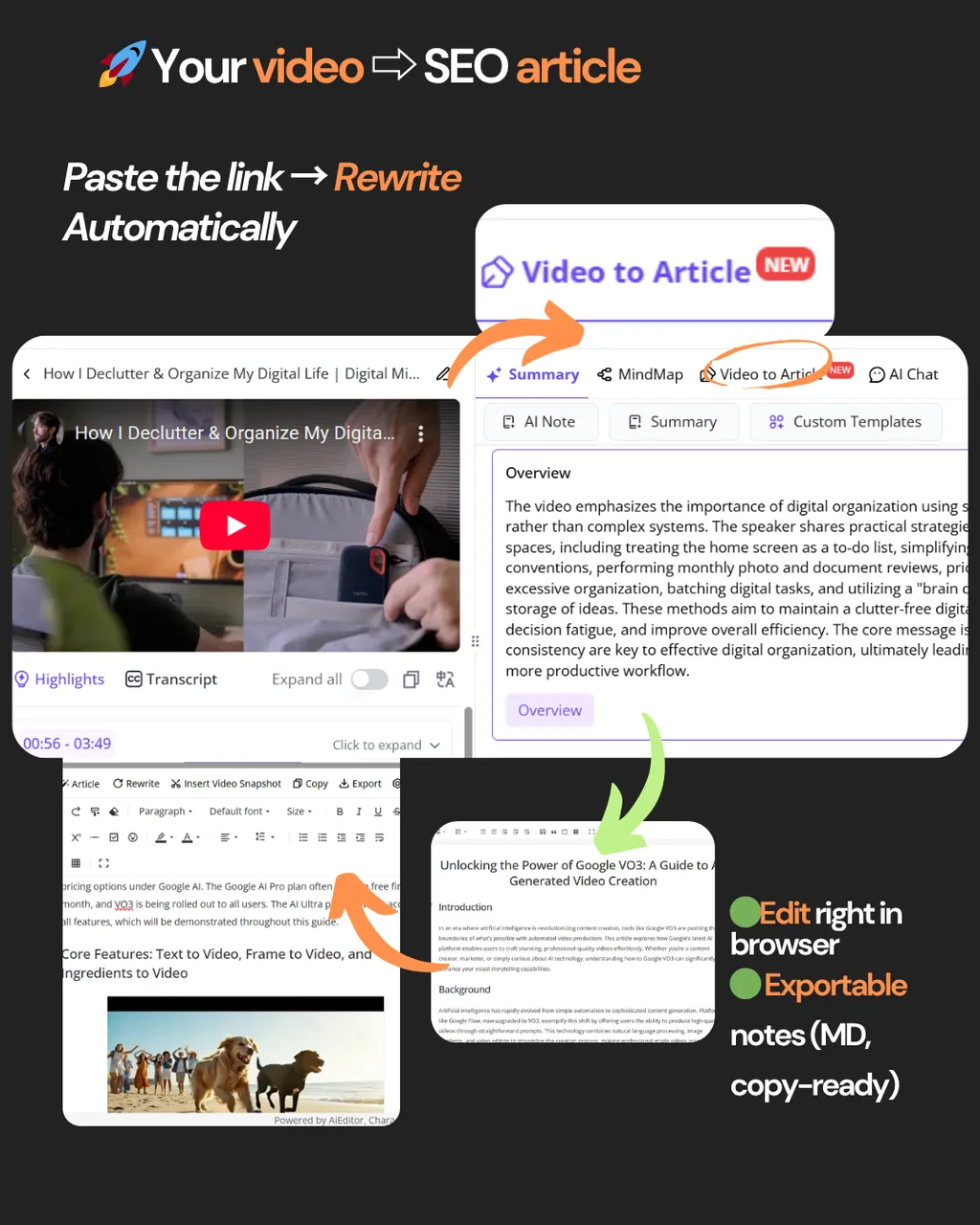 How to Turn YouTube Videos into Structured Articles with VideoSeek AI